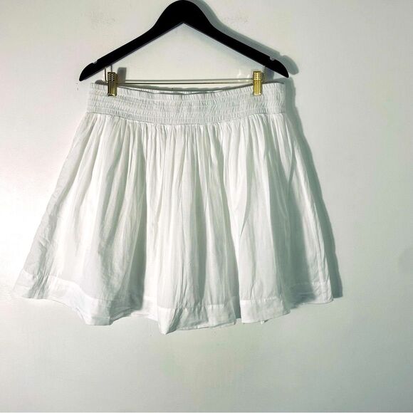 Banana Republic Dresses & Skirts - Banana Republic White Cotton Elastic Waistband Knee Length Skirt Size 12